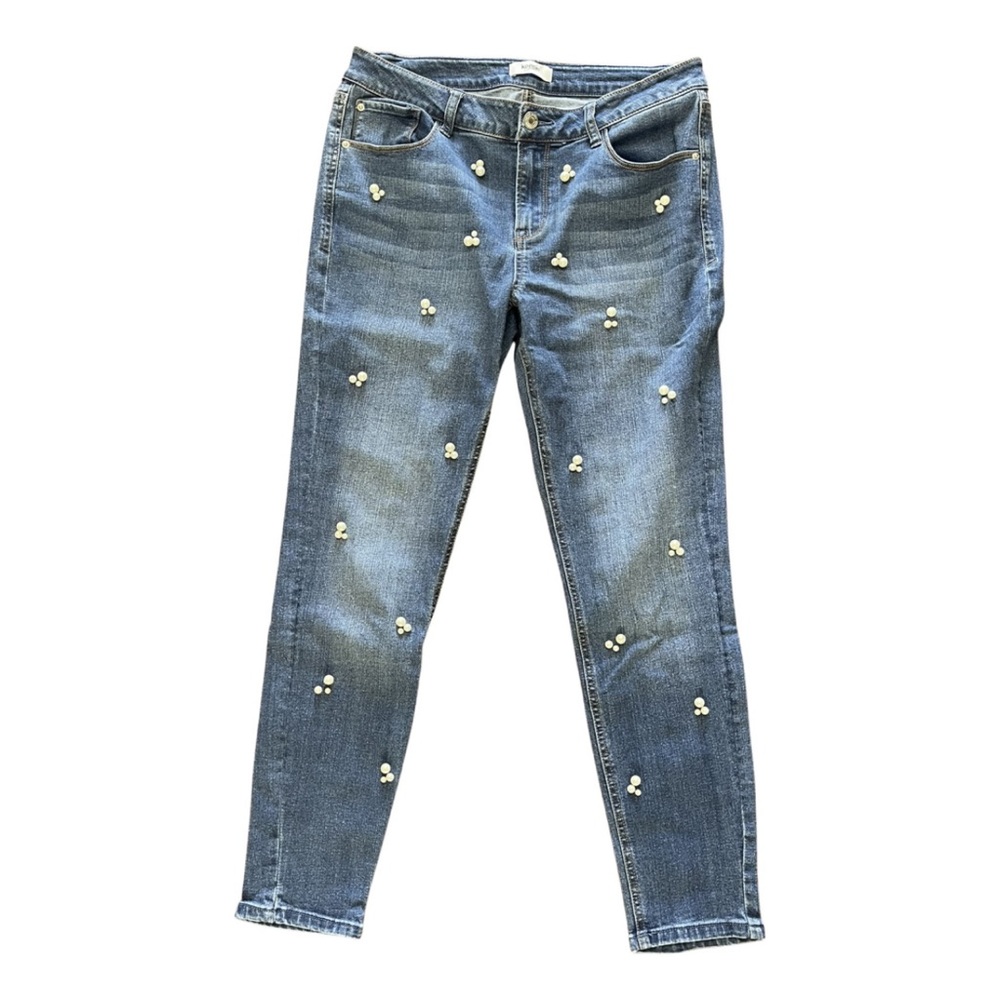 Kensie Jeans Perry Pearl Embellished Blue Jeans 8/29 GUC